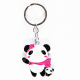 Металлический брелок панда с розовым шарфом и игрушкой