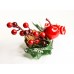 Новогодний декор веточка с яблоком, шишкой и ягодками, цвет красный, 22 см