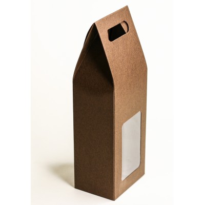 Сборная коробка-пакет, крафт с окном, коричневый, упаковка 12шт